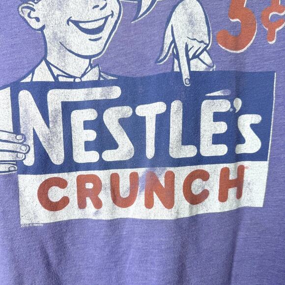 Nestle's Crunch Junk Food Brand Retro Purple Distressed Graphic Tee Unisex Sz S - Picture 6 of 12